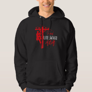 Proud Lineman Mum For For Electric Cable Lineman Hoodie