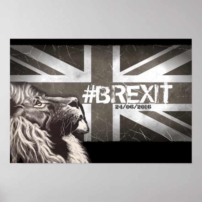Proud Lion #Brexit Customise the Date 24/06/2016 Poster (Front)