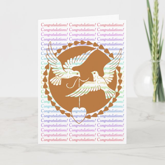 Proud Love Doves Gay Wedding Congratulations Card (Front)