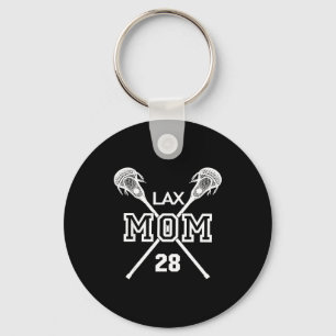 Proud love lacrosse mom #28 lax player number 28 key ring
