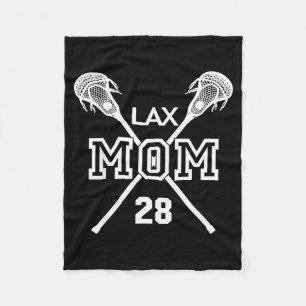 Proud love lacrosse mum #28 lax player number 28 fleece blanket