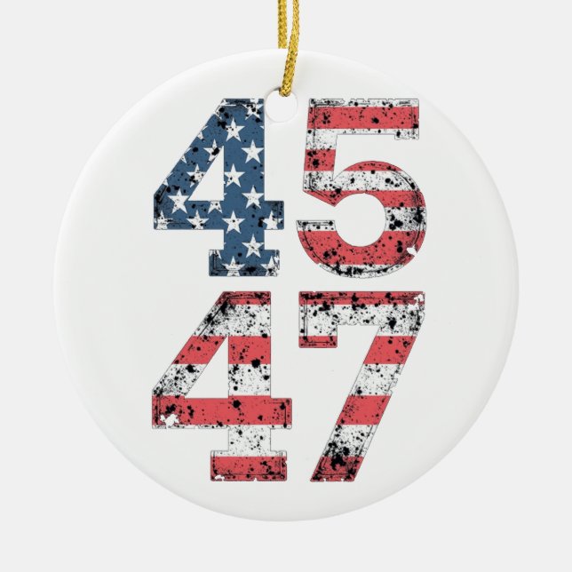 Proud Maga 47th Trump Won Inaguration Day  Ceramic Tree Decoration (Front)