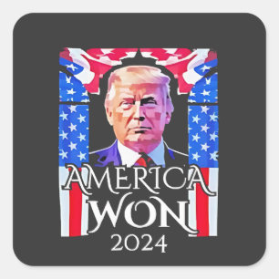 Proud Maga American Trump Won 2024 Inaguration Day Square Sticker
