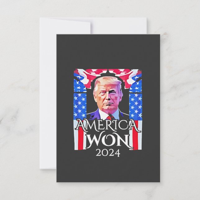 Proud Maga American Trump Won 2024 Inaguration Day Thank You Card (Front)