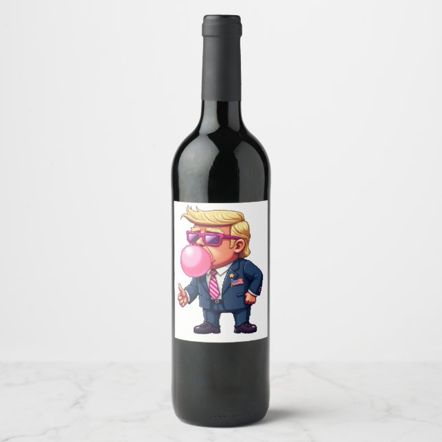 Proud Maga Trump Pixel President Inaguration Day  Wine Label (Front)