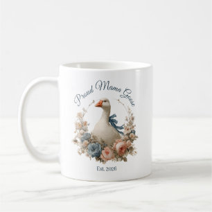 Proud Mama Goose Floral Est Year Mother Gift Coffee Mug