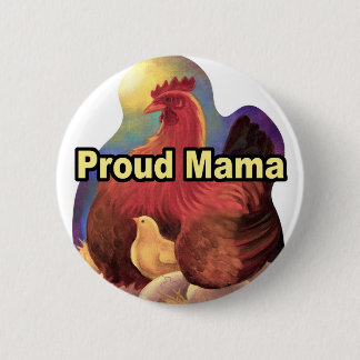 Proud Mama Hen And Chick Painting- Multi 6 Cm Round Badge