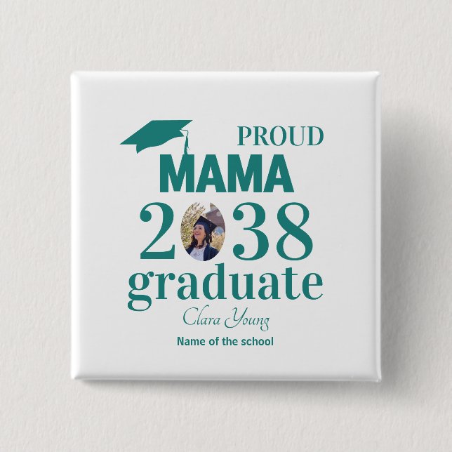 Proud mama personalized graduation 15 cm square badge (Front)