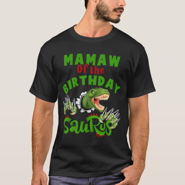 Proud Mamaw Of The Birthday Saurus Dinosaur T-Shirt (Front)