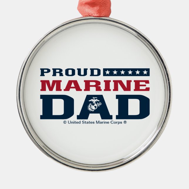 Proud Marine Dad - Colour Metal Tree Decoration (Front)