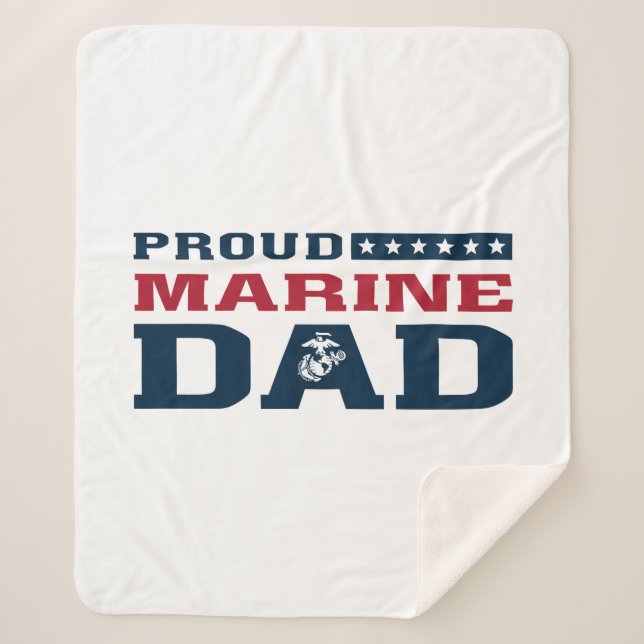 Proud Marine Dad - Colour Sherpa Blanket (Front)