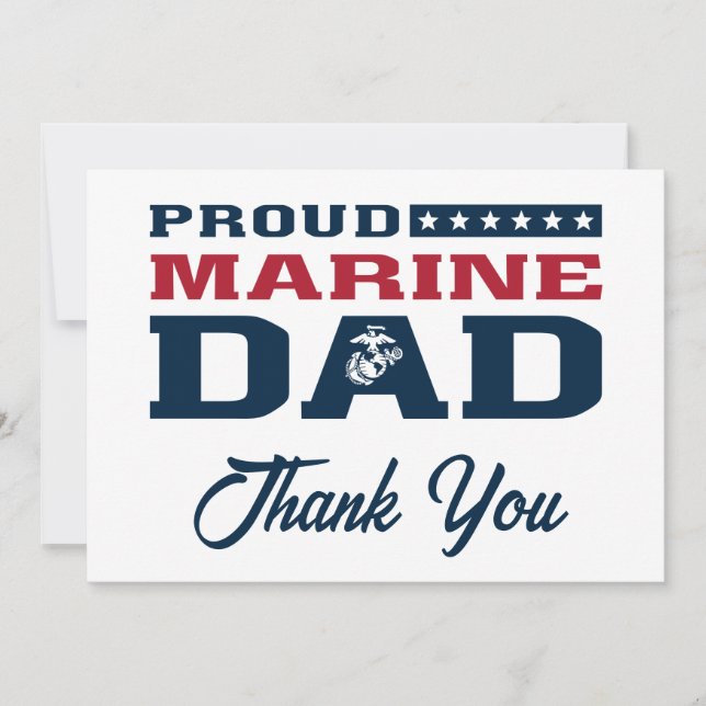 Proud Marine Dad - Colour Thank You Card (Front)