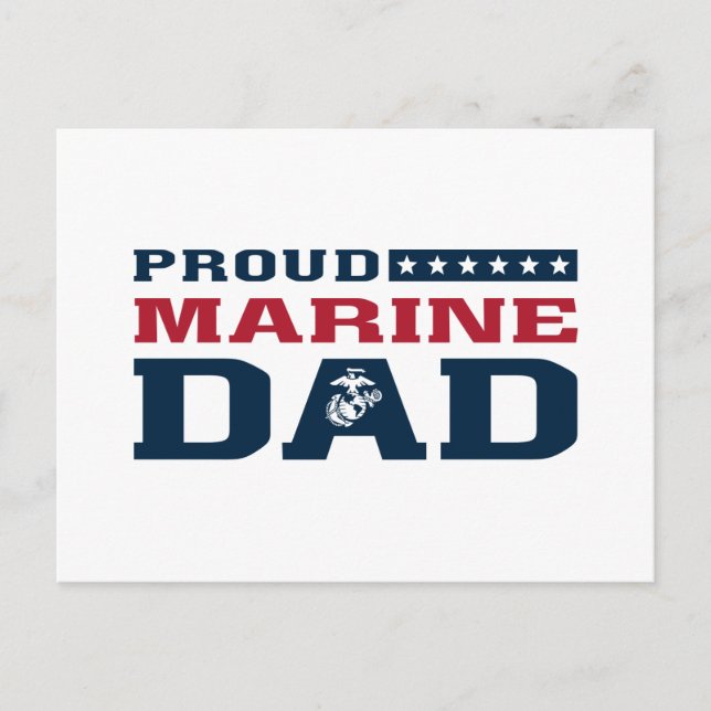 Proud Marine Dad Holiday Postcard (Front)