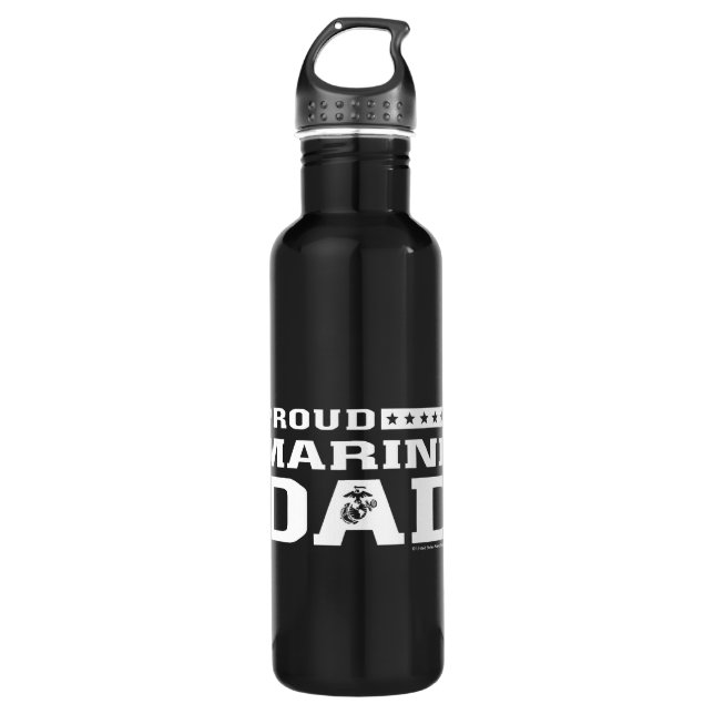 Proud Marine Dad - White 710 Ml Water Bottle (Front)