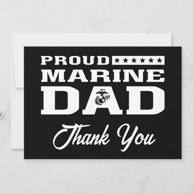 Proud Marine Dad - White Thank You Card (Front)