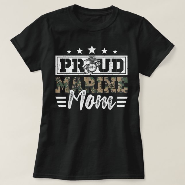 Proud Marine Military Veteran Mum Mama Mummy Mothe T-Shirt (Design Front)