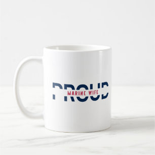 Proud Marine Wife Red and Blue Women's T-shirt Coffee Mug