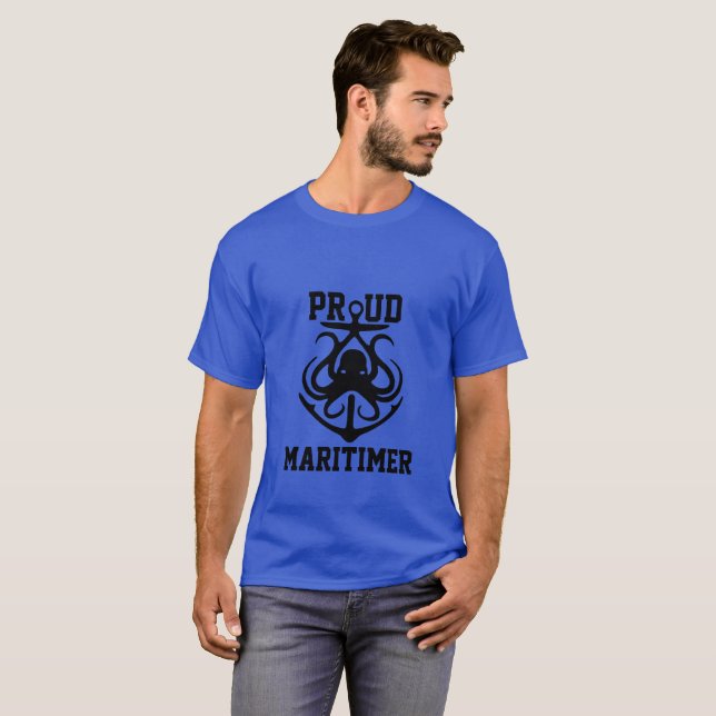 Proud Maritimer anchor octopus Lighthouse route T- T-Shirt (Front Full)