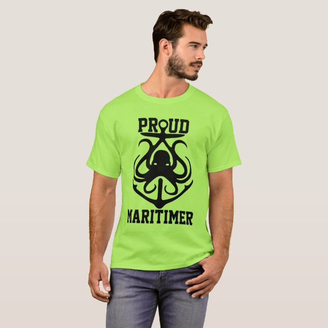 Proud Maritimer t-shirt octopus Lighthouse route  (Front Full)