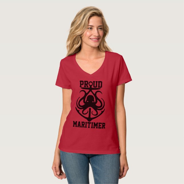 Proud Maritimer t-shirt octopus Lighthouse route  (Front Full)