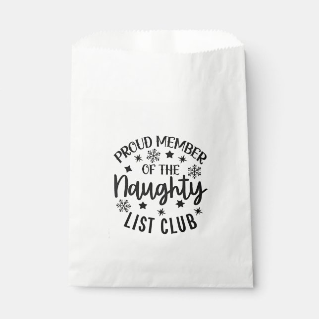 Proud Member of the Naughty List Club Christmas Favour Bags (Front)