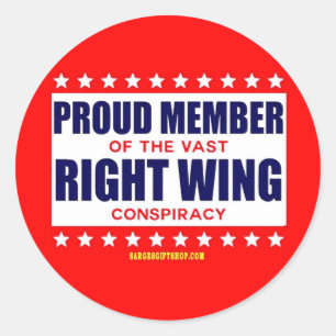 PROUD MEMBER OF THE VAST RIGHT WING CONSPIRACY CLASSIC ROUND STICKER