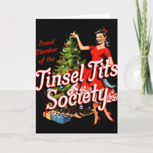 Proud Member Of Tinsel Society Lady Funny Christma Card