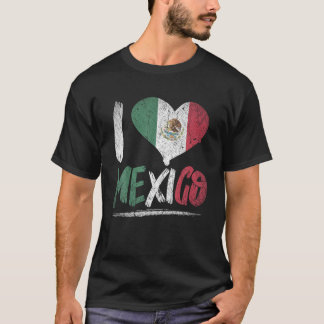 Proud Mexican Heritage Hispanic Culture Heart I Lo T-Shirt
