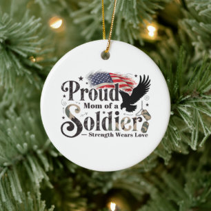 Proud Military Mum Soldier Pride Art Ceramic Tree Decoration