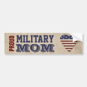 Proud Military Mum With Patriotic Heart Bumper Sticker