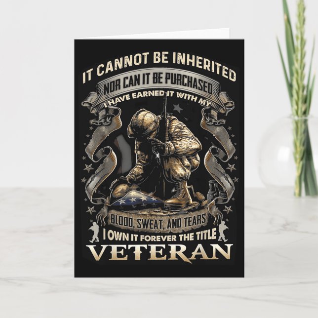 Proud Military Veteran Patriotic American Flag It  Card (Front)