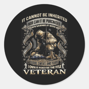 Proud Military Veteran Patriotic American Flag It Classic Round Sticker