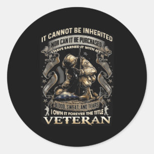Proud Military Veteran Patriotic American Flag It Classic Round Sticker