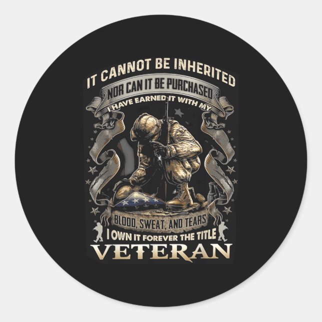 Proud Military Veteran Patriotic American Flag It  Classic Round Sticker (Front)