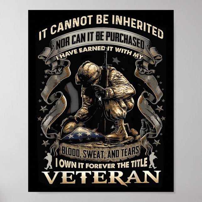 Proud Military Veteran Patriotic American Flag It  Poster (Front)