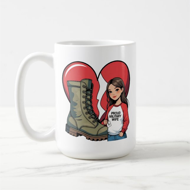 Proud Military Wife – “Boot Wife” Heart Coffee Mug (Left)