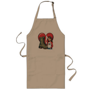 Proud Military Wife – “Boot Wife” Heart Long Apron