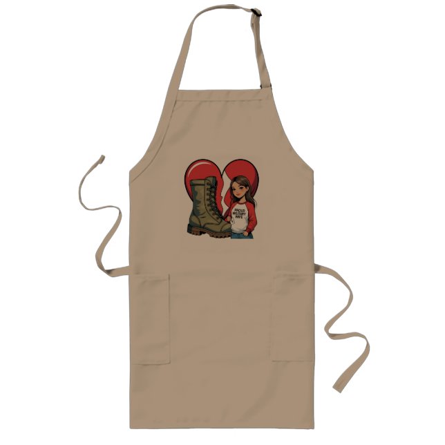 Proud Military Wife – “Boot Wife” Heart Long Apron (Front)
