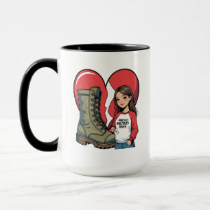 Proud Military Wife – “Boot Wife” Heart Mug