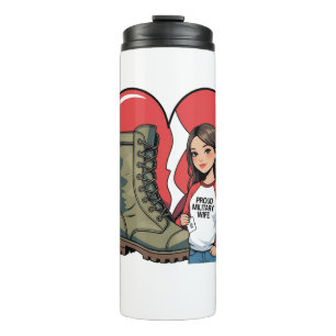 Proud Military Wife – “Boot Wife” Heart Thermal Tumbler