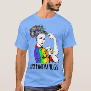 Proud Mom Free Mom Hugs LGBT Mom Rainbow LGBTQ Gay T-Shirt