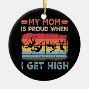Proud Mom Fun Pole Vault High School College Track Ceramic Tree Decoration