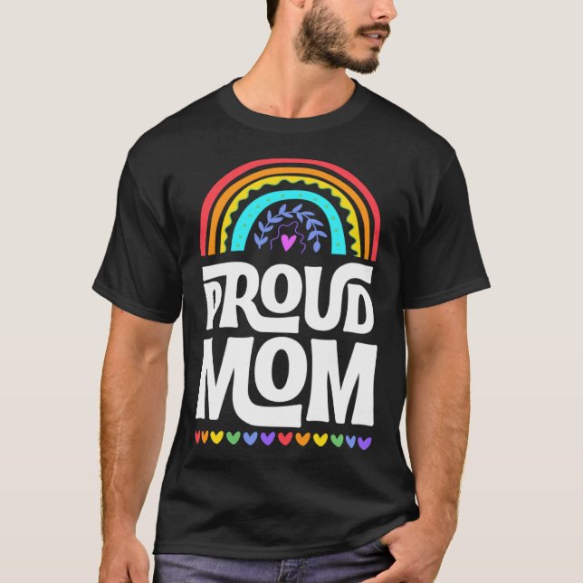 Proud Mom Gay Pride Flag Mothers Day Bohemian Rain T-Shirt (Front)