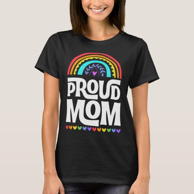 Proud Mom Gay Pride Flag Mothers Day Bohemian Rain T-Shirt (Front)