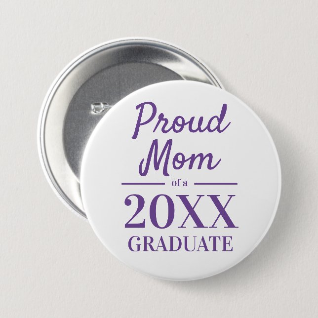 Proud mom of a 2024 graduate graduation party 7.5 cm round badge (Front & Back)