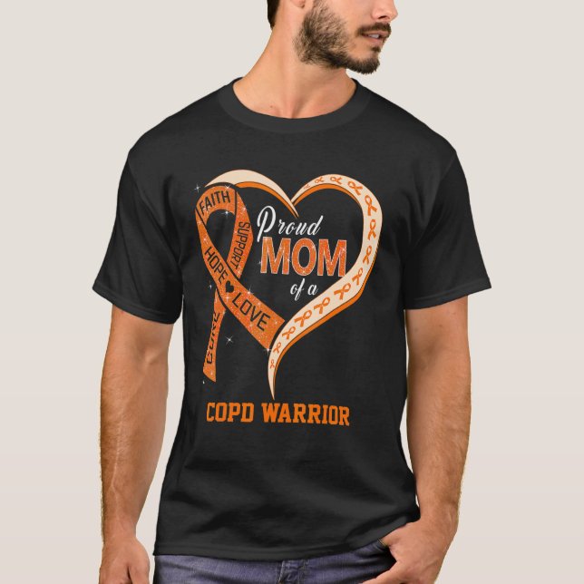 Proud Mom Of A COPD Warrior Ribbon Heart T-Shirt (Front)
