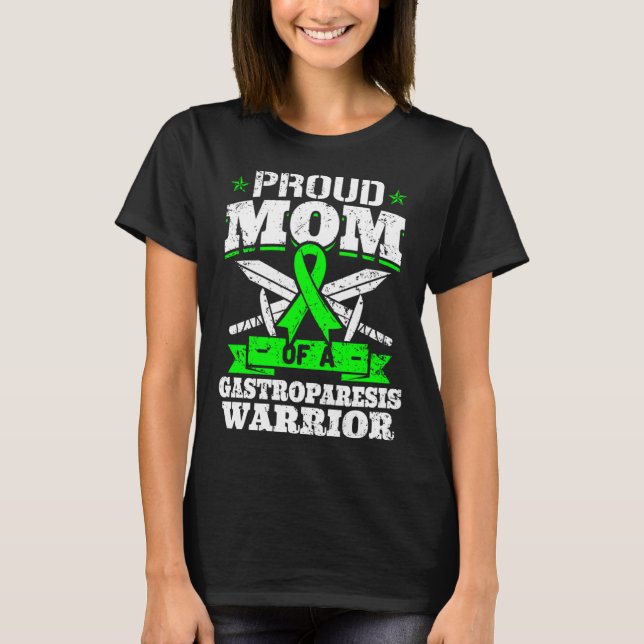 Proud Mom Of A Gastroparesis Warrior Awareness Rib T-Shirt (Front)