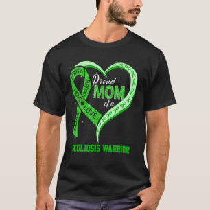 Proud Mom Of A Scoliosis Warrior Ribbon Heart T-Shirt