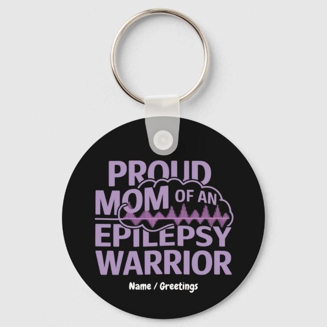  Proud Mom of an Epilepsy Warrior Brain Wave Key Ring (Front)