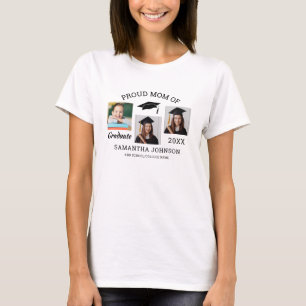 Proud Mom of Graduate 20XX 3 Photo Collage White T-Shirt
